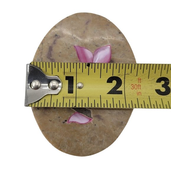 Vintage Stone Trinket Box with Inlaid Flower Design on Lid - Picture 10 of 10